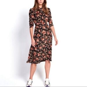 SANDRO PARIS SVEN Long Sleeve Silk DRESS Size US 8 Maximalist Dark Princess Goth